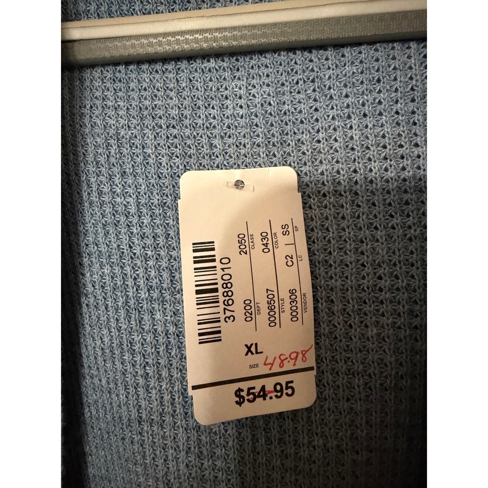 Christopher & Banks Women's XL Blue Waffle Knit Hooded Open Front Cardigan - Picture 6 of 8